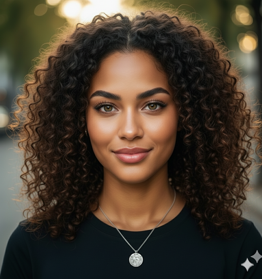 Handcrafted silver Lord's Prayer pendant showing intricate 3D engraved text