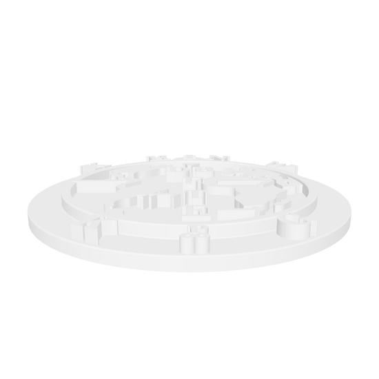 Handcrafted  Lord's Prayer pendant showing intricate 3D engraved text